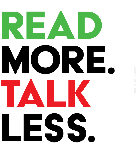 "Read More. Talk Less." 4-inch Sticker (5-Pack)